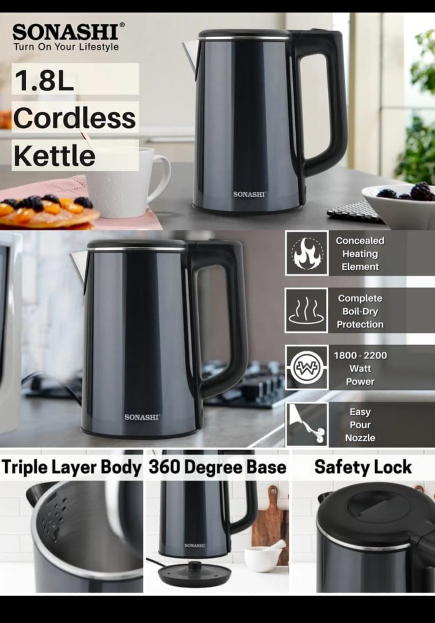 sonashi cordless kettle 1.8l sonashi cordless kettle 1.8l